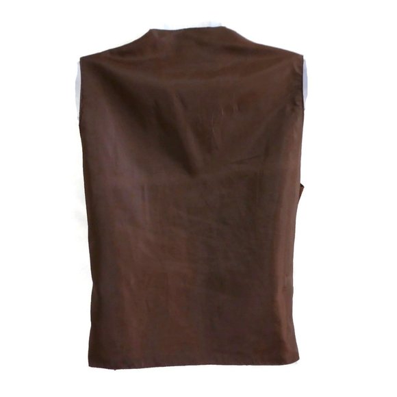 Kathy Ireland Vest Leather Suede Vintage Dark Brown Western Slot Pockets S - Picture 2 of 10